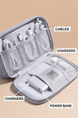 Cable Organizer Bag Grey – Travel & Storage Accessories – Compact & Portable – Water-Repellent – For Cables & Electronics - Side View