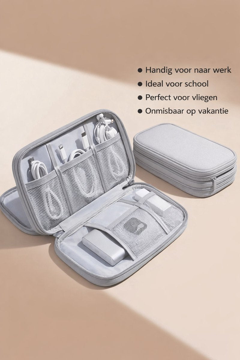 Cable Organizer Bag Grey – Travel & Storage Accessories – Compact & Portable – Water-Repellent – For Cables & Electronics