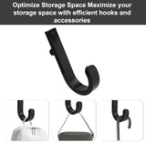 Set of 16 Storage Hooks for Suncast, 5 Black J-Shaped Tool Hooks Organizer with Long Wrench Short Screw Compatible with Suncast/Craftsman Storage Accessories