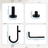 Set of 16 Storage Hooks for Suncast, 5 Black J-Shaped Tool Hooks Organizer with Long Wrench Short Screw Compatible with Suncast/Craftsman Storage Accessories