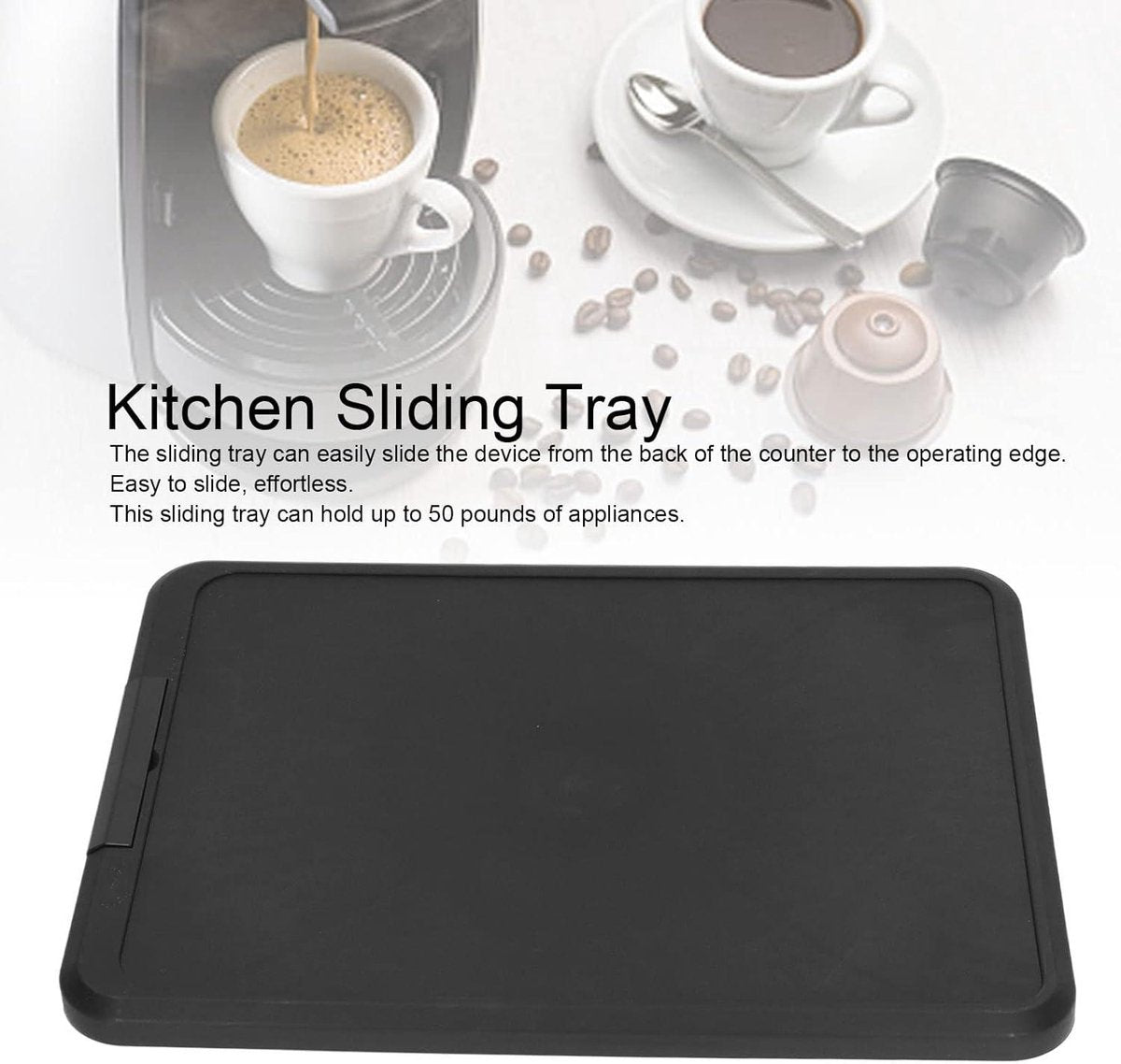 Kitchen Appliance Sliding Tray - Rolling Tray - Handy - Black - Storage Accessories - Suitable for various models - Kitchen Appliance Storage System