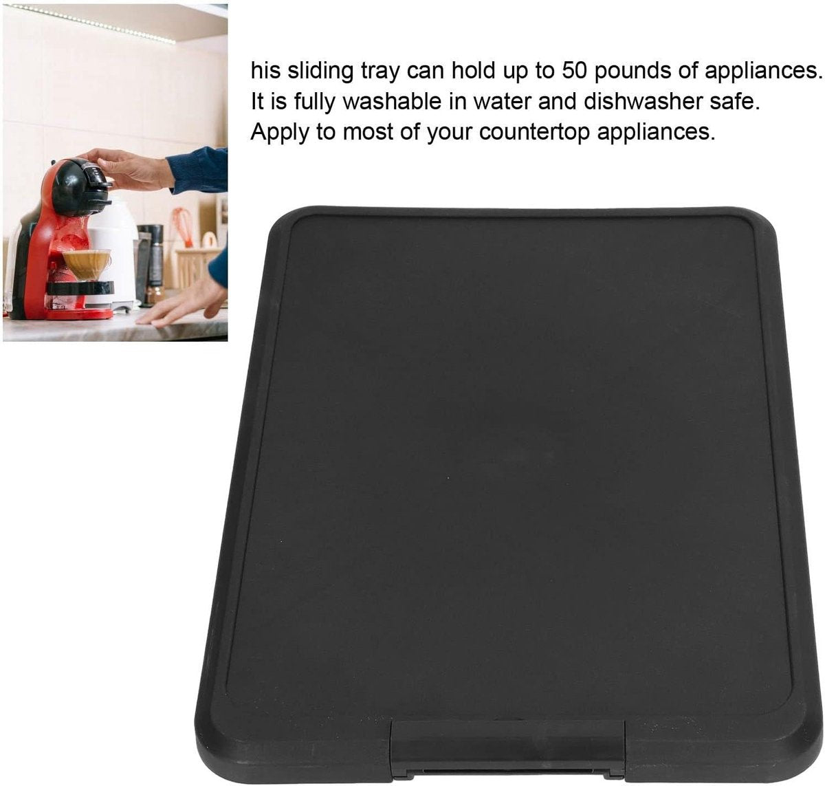 Kitchen Appliance Sliding Tray - Rolling Tray - Handy - Black - Storage Accessories - Suitable for various models - Kitchen Appliance Storage System