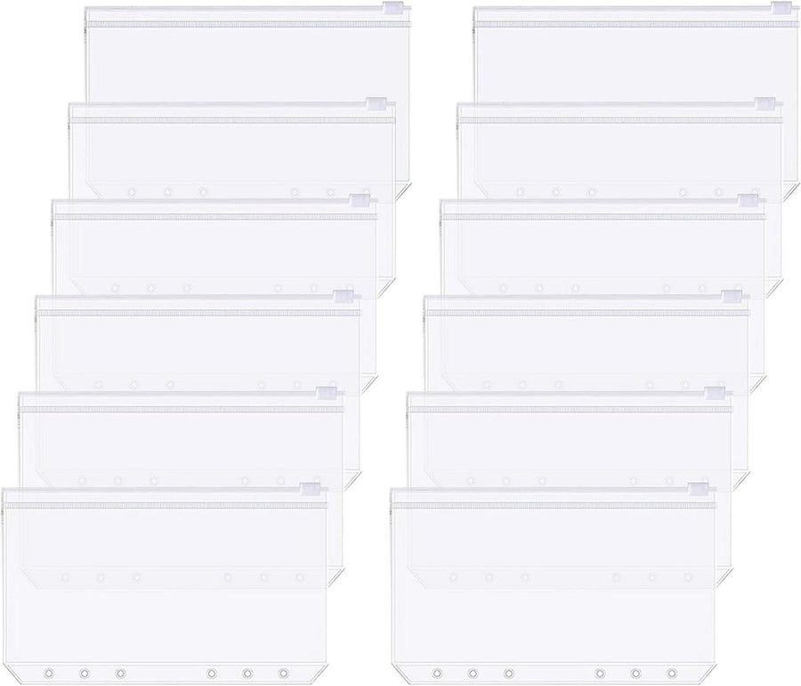 12 money envelopes with 6 holes for A6 size - Budget sleeve for receipts - Storage accessories with binding spine - Savings accessories