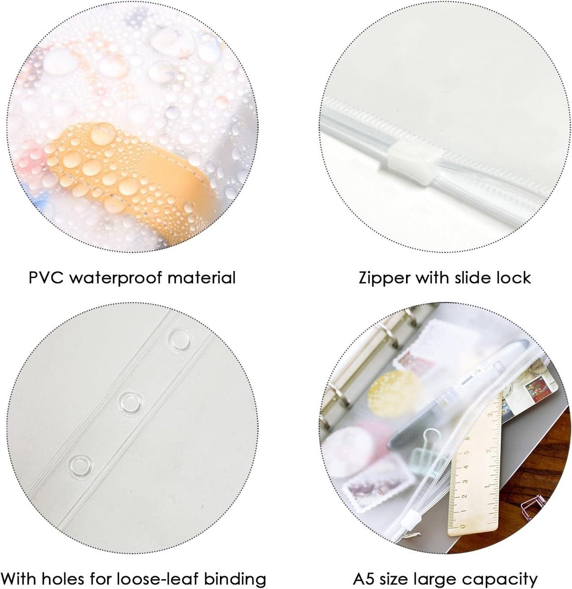 12 money envelopes with 6 holes for A6 size - Budget sleeve for receipts - Storage accessories with binding spine - Savings accessories