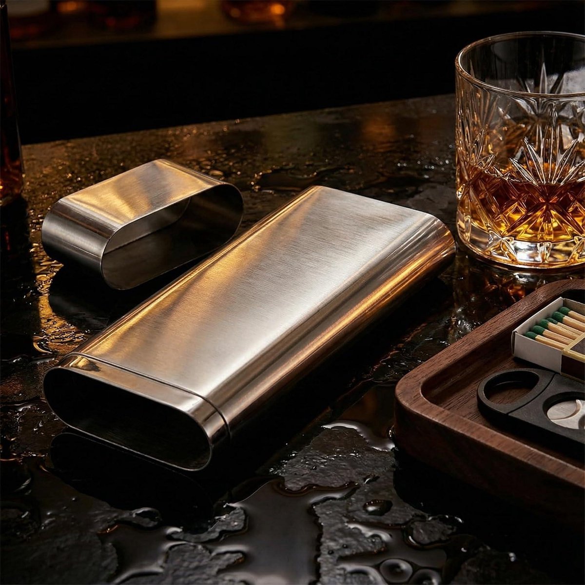Stainless Steel Travel Case Portable Holder for Light Humidor Storage Accessories with Handle
