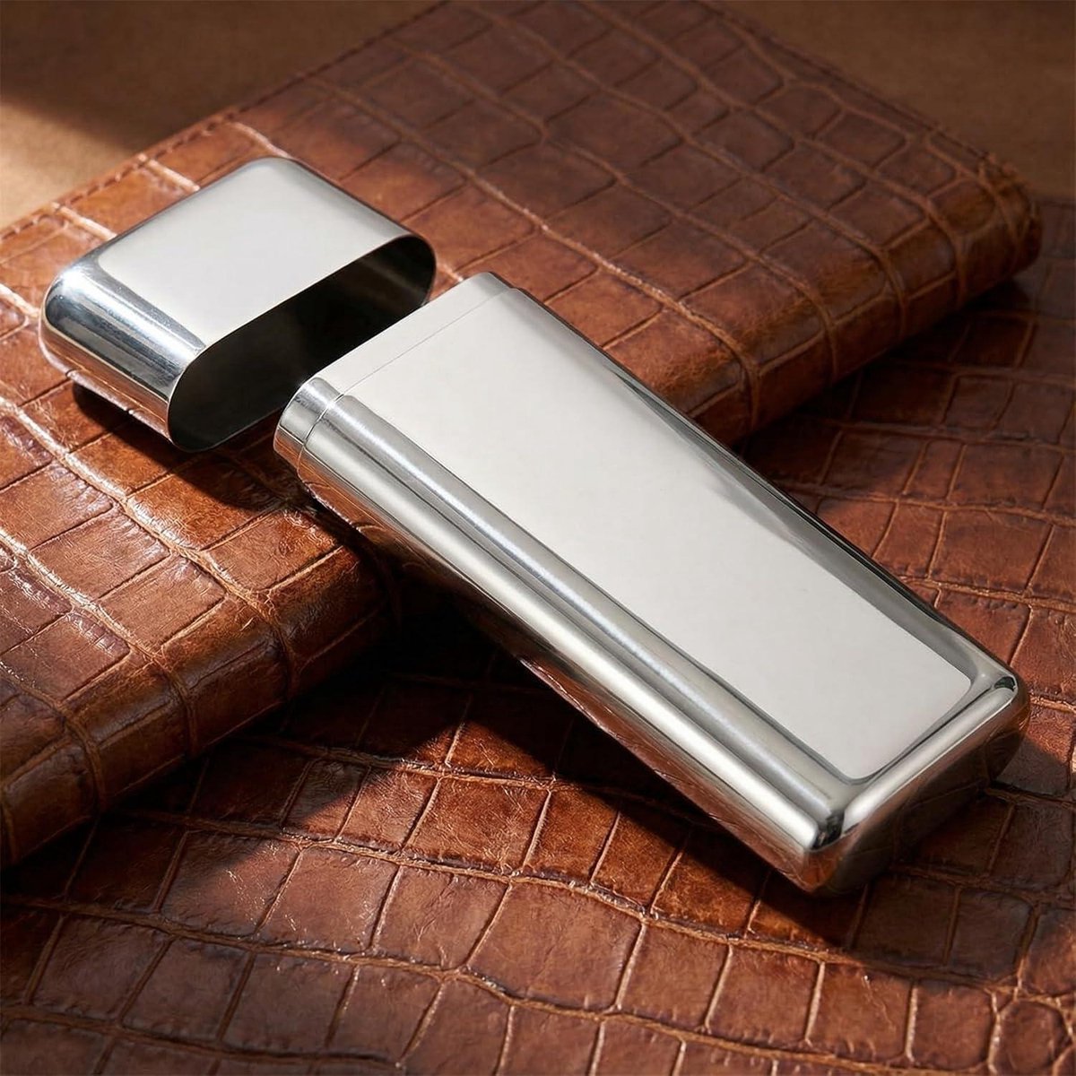 Stainless Steel Travel Case Portable Holder for Light Humidor Storage Accessories with Handle