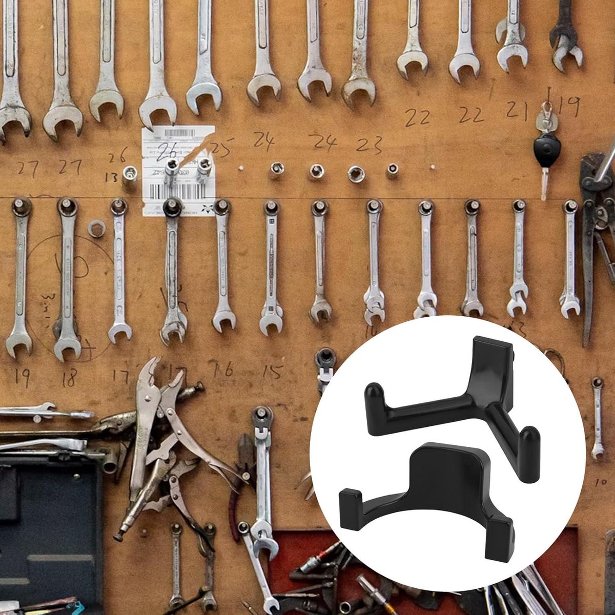 Allecto plus - Tool Storage Brackets, Set of 21, Y/U-Shape, Black, Includes Wrench, Shed Storage Accessories - Compatible with Suncast and Craftsman
