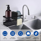 Sponge holder and organizer for sink - Draining rack and soap dish with brush holder - Kitchen storage accessories - Grey.