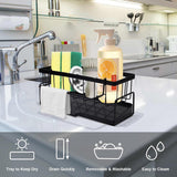 Sponge holder and organizer for sink - Draining rack and soap dish with brush holder - Kitchen storage accessories - Grey. - 45-Degree Angle