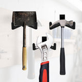 Tool Hooks for Garden Shed - Storage Accessories for Shovels and Rakes - Set of 3 (Black) - Rear View
