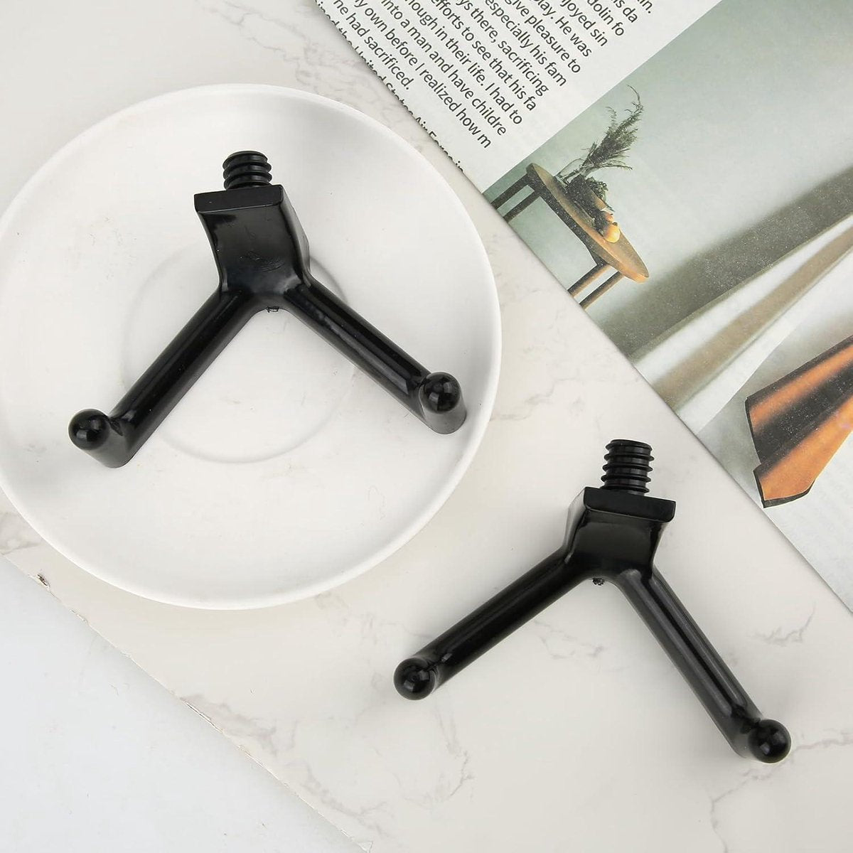 Tool Hooks for Garden Shed - Storage Accessories for Shovels and Rakes - Set of 3 (Black)