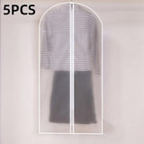 5-piece - Garment bag - dust bag - dust cover - clothing storage bag - central zipper - storage accessories - suitable for wardrobe storage and travel - white - 60*120 cm