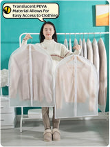 5-piece - Garment bag - dust bag - dust cover - clothing storage bag - central zipper - storage accessories - suitable for wardrobe storage and travel - white - 60*120 cm