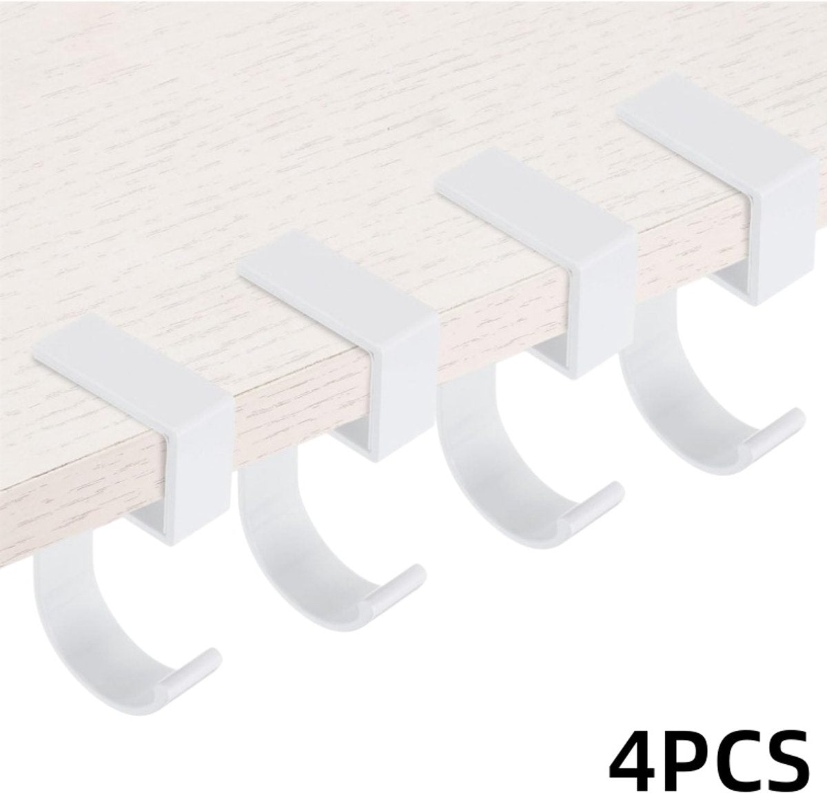 4 pieces - Hooks - Desk hooks - Backpack hooks - Storage accessories - No drilling required - Suitable for desks, bedrooms, study rooms, and living rooms - White - 4.8*2*10 cm