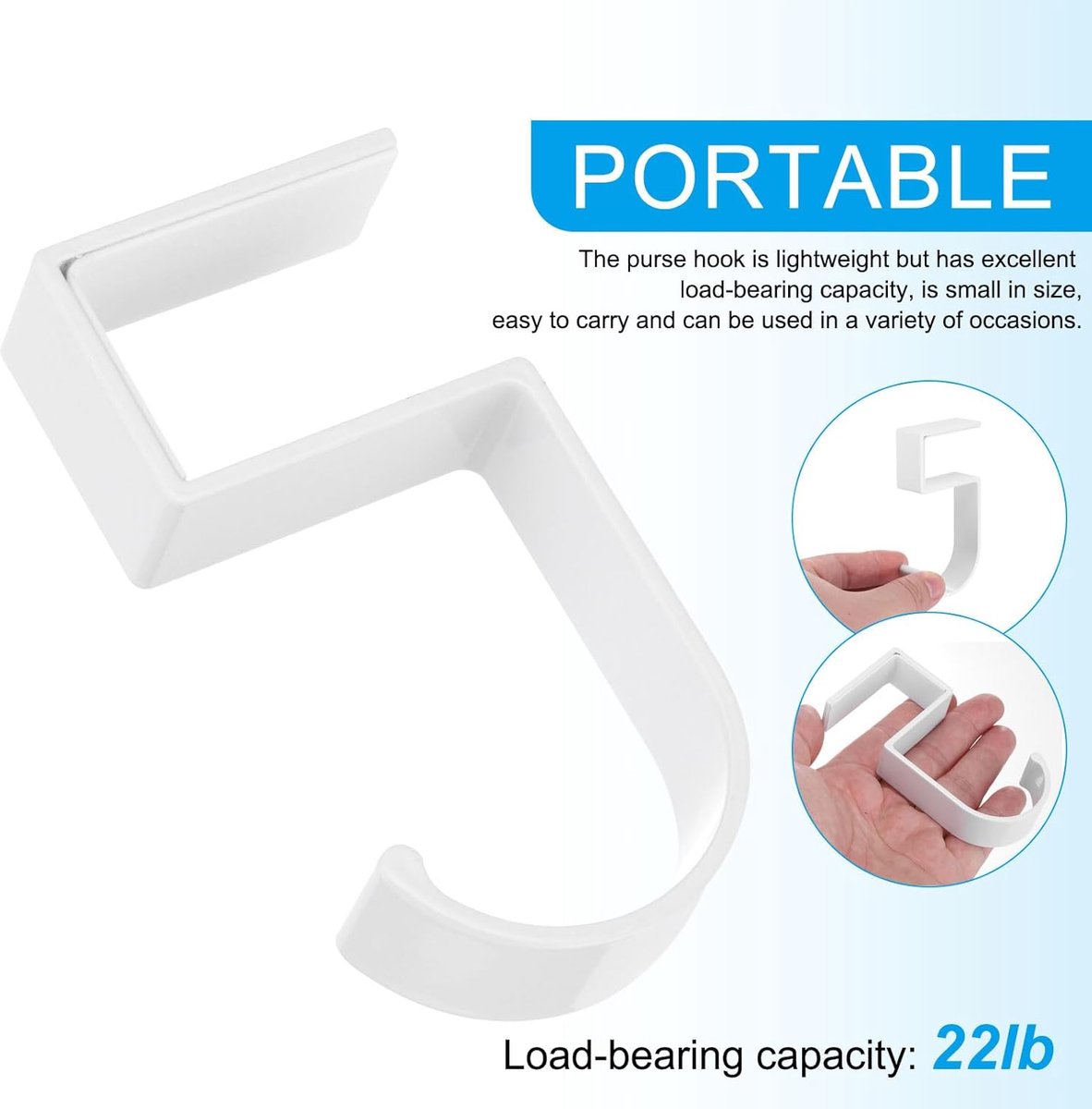 4 pieces - Hooks - Desk hooks - Backpack hooks - Storage accessories - No drilling required - Suitable for desks, bedrooms, study rooms, and living rooms - White - 4.8*2*10 cm