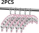 2 pieces - Clothes rack - sock clips - clothes hangers - storage accessories - suitable for drying socks and underwear - pink - 41*24.5 cm