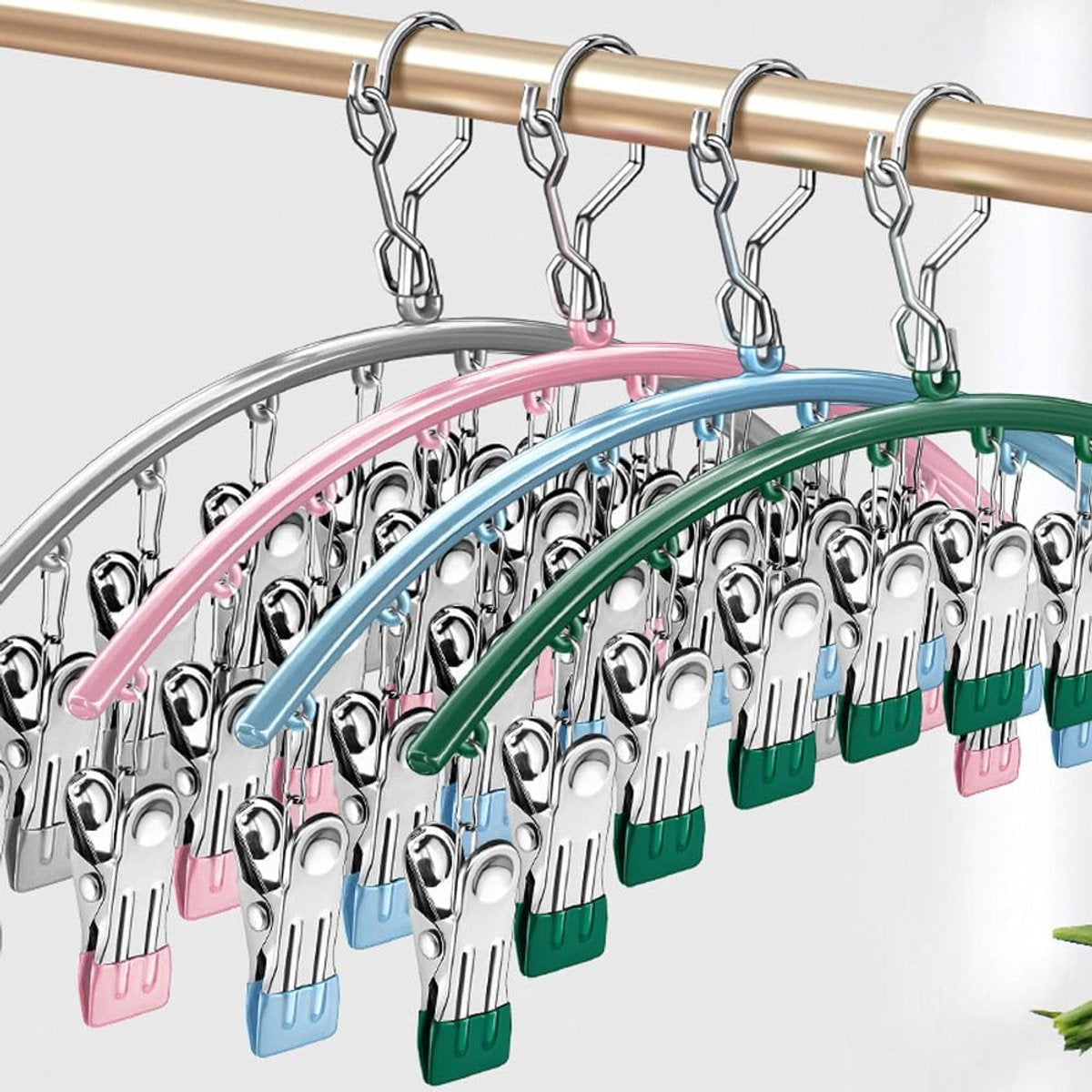 2 pieces - Clothes rack - sock clips - clothes hangers - storage accessories - suitable for drying socks and underwear - pink - 41*24.5 cm