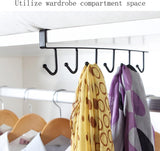 Storage rack - hooks - multifunctional hooks - nail-free hooks - storage accessories - suitable for cabinets, wardrobes and kitchen storage - black - 26.5*7.5 cm - shelf thickness less than 2.7 cm