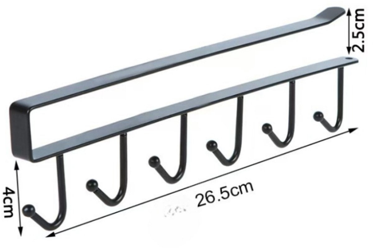 Storage rack - hooks - multifunctional hooks - nail-free hooks - storage accessories - suitable for cabinets, wardrobes and kitchen storage - black - 26.5*7.5 cm - shelf thickness less than 2.7 cm