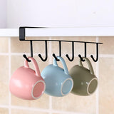 Storage rack - hooks - multifunctional hooks - nail-free hooks - storage accessories - suitable for cabinets, wardrobes and kitchen storage - black - 26.5*7.5 cm - shelf thickness less than 2.7 cm - Rear View