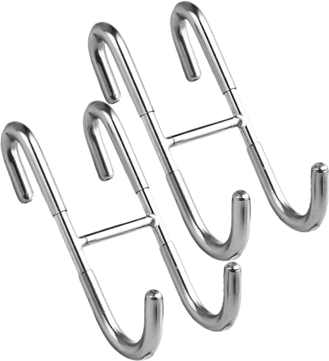 Two-piece set of door hooks, suitable for hanging towels and other storage accessories.