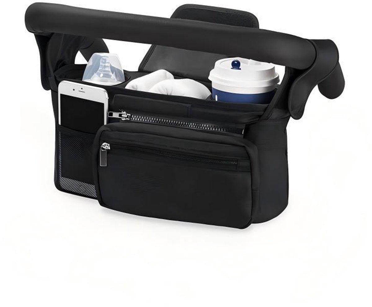 Universal storage bag for stroller - with drink holder - cup holder - stroller storage accessories - large capacity stroller bag