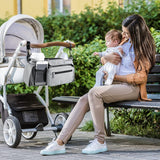 Universal storage bag for stroller - with drink holder - cup holder - stroller storage accessories - large capacity stroller bag - Rear View