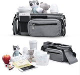 Universal storage bag for stroller - with drink holder - cup holder - stroller storage accessories - large capacity stroller bag - Low Angle