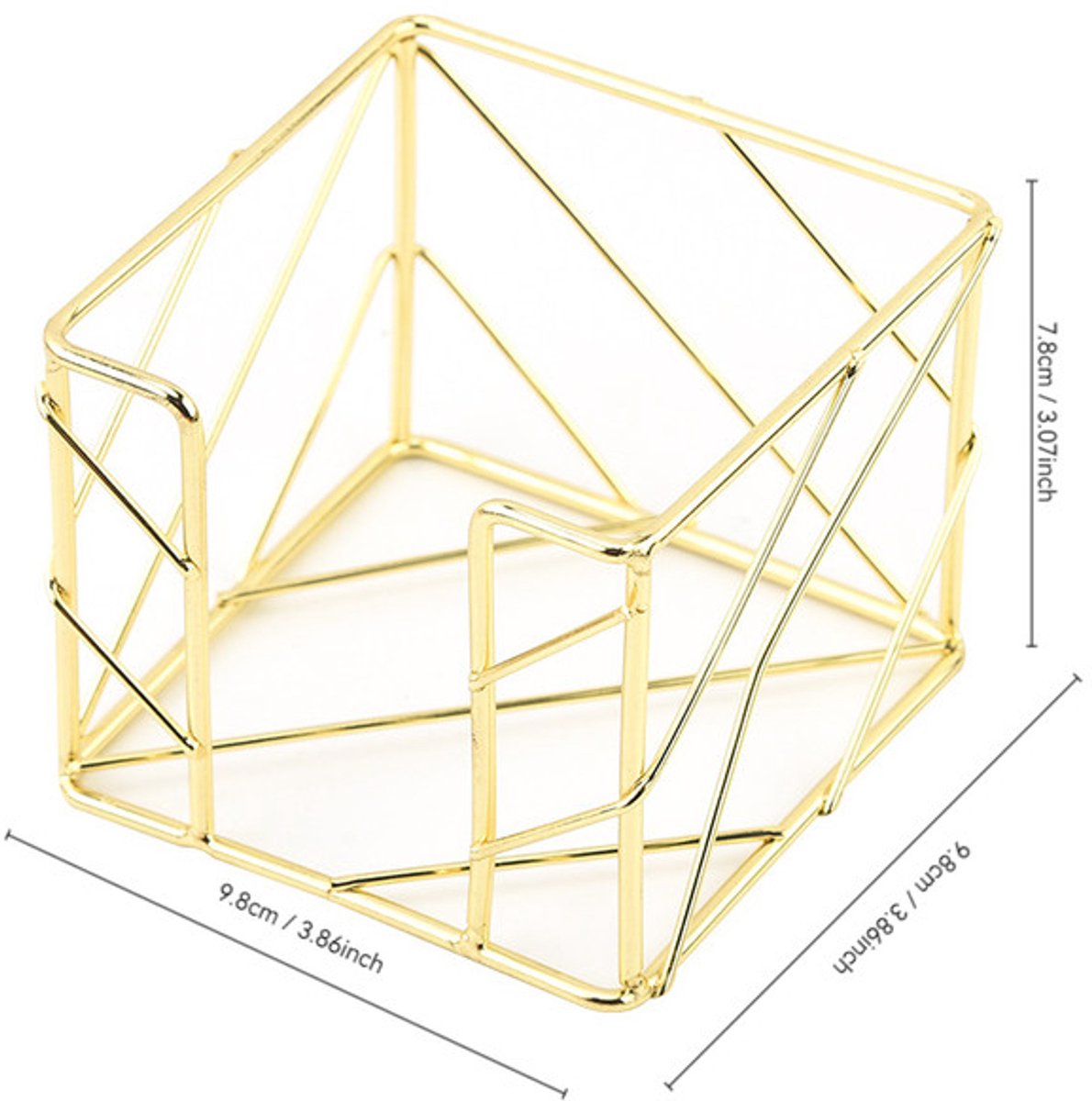 Sticky Note Organizer - Storage Rack - Metal Storage Rack - Creative Openwork Note Box - Desk Storage Accessories - Post-it Holder - Gold