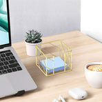 Sticky Note Organizer - Storage Rack - Metal Storage Rack - Creative Openwork Note Box - Desk Storage Accessories - Post-it Holder - Gold