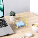 Sticky Note Organizer - Storage Rack - Metal Storage Rack - Creative Openwork Note Box - Desk Storage Accessories - Post-it Holder - Gold - 45-Degree Angle