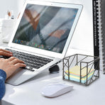 Sticky Note Organizer - Storage Rack - Metal Storage Rack - Creative Openwork Note Box - Desk Storage Accessories - Post-it Holder - Black