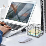 Sticky Note Organizer - Storage Rack - Metal Storage Rack - Creative Openwork Note Box - Desk Storage Accessories - Post-it Holder - Black - Side View