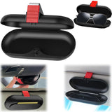 Glasses case - car glasses frame - sun visor sunglasses holder - car glasses case - multifunctional storage box - car storage accessories - hanging glasses case - with mounting clip - storage of glasses, sunglasses, cards (17*7.6cm - black)