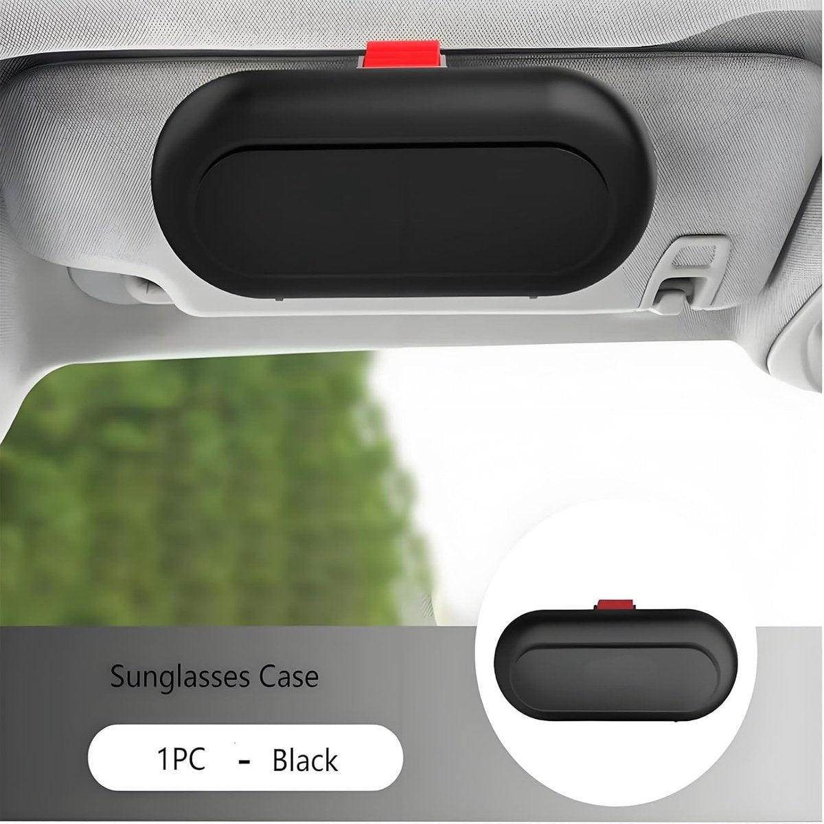 Glasses case - car glasses frame - sun visor sunglasses holder - car glasses case - multifunctional storage box - car storage accessories - hanging glasses case - with mounting clip - storage of glasses, sunglasses, cards (17*7.6cm - black)