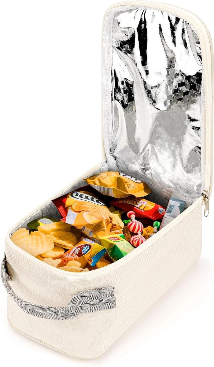 Thermally insulated container for fruit - Lightweight and leak-proof - Portable outdoor cooler bag - Storage accessories - Suitable for picnics (beige) Travel snack bags.