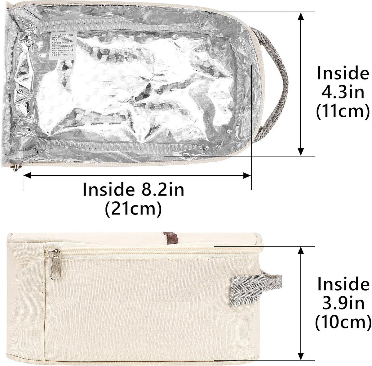 Thermally insulated container for fruit - Lightweight and leak-proof - Portable outdoor cooler bag - Storage accessories - Suitable for picnics (beige) Travel snack bags.
