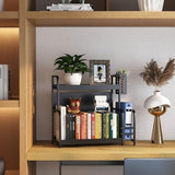 Extendable spice rack with storage accessories - 2 tiers - Top-Down View