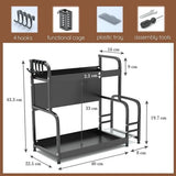 Extendable spice rack with storage accessories - 2 tiers