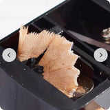 Black 2-hole pencil sharpener - Makeup sharpener with collection tray - plastic - Front View