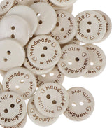 Wooden buttons - Handmade with Love - 10 pieces of 25 MM