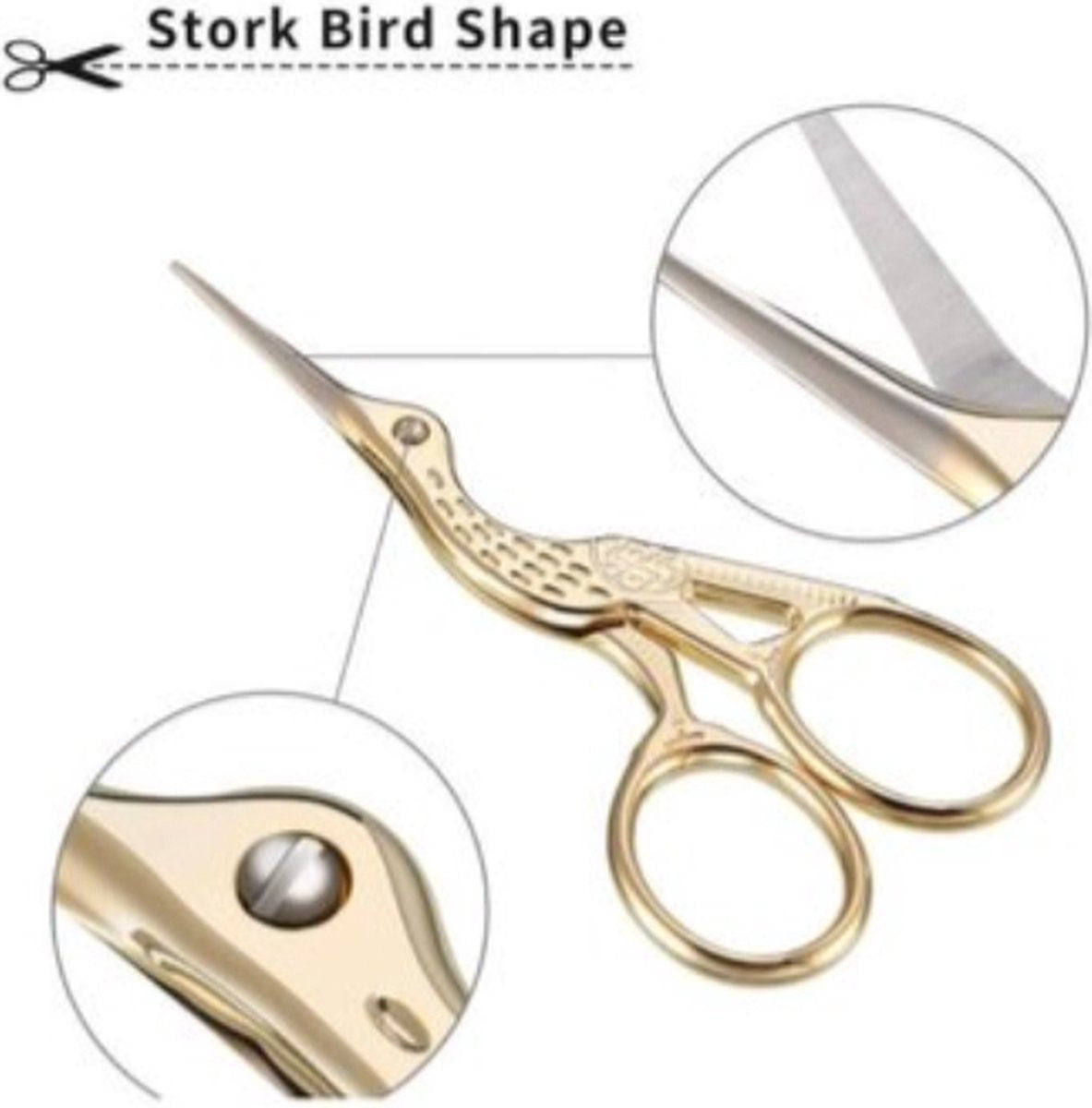 Textile Scissors | Embroidery Scissors | Fabric Scissors | Stork Scissors Model | Craft Scissors | GOLD