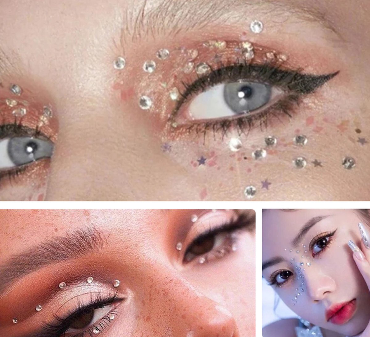 Diamond Face - Glitter makeup stickers in 4 sizes - 100 pieces