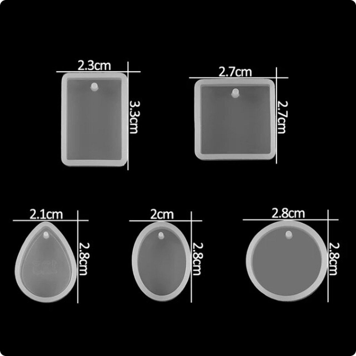 Epoxy molds for pendants - Silicone jewelry mold - Set of 5