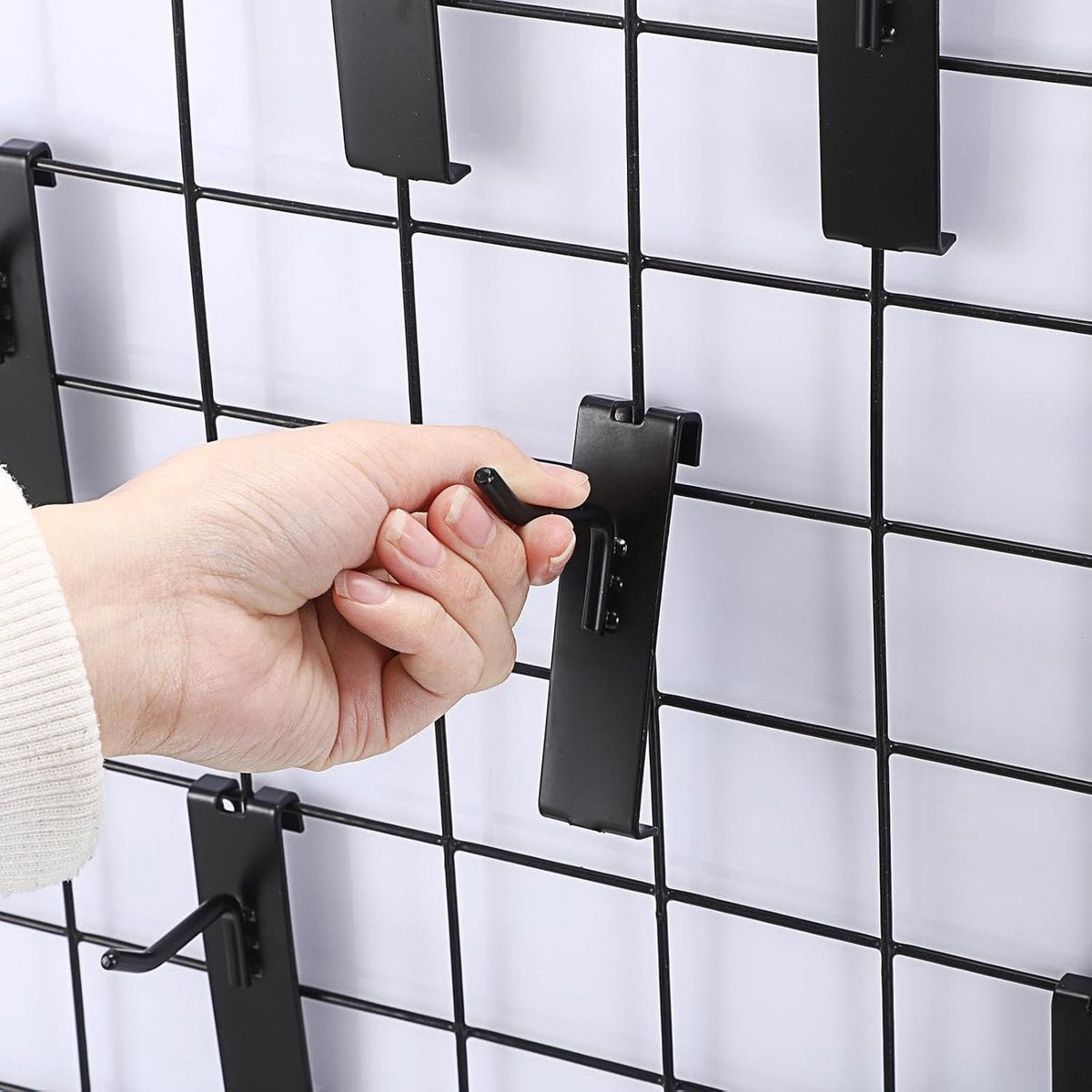 Gridwall Hooks 30 Pieces - 10/15/20cm - Iron - Black - Commercial Quality - Grid Wall Panels Accessory - Garage - Shop - Storage accessories