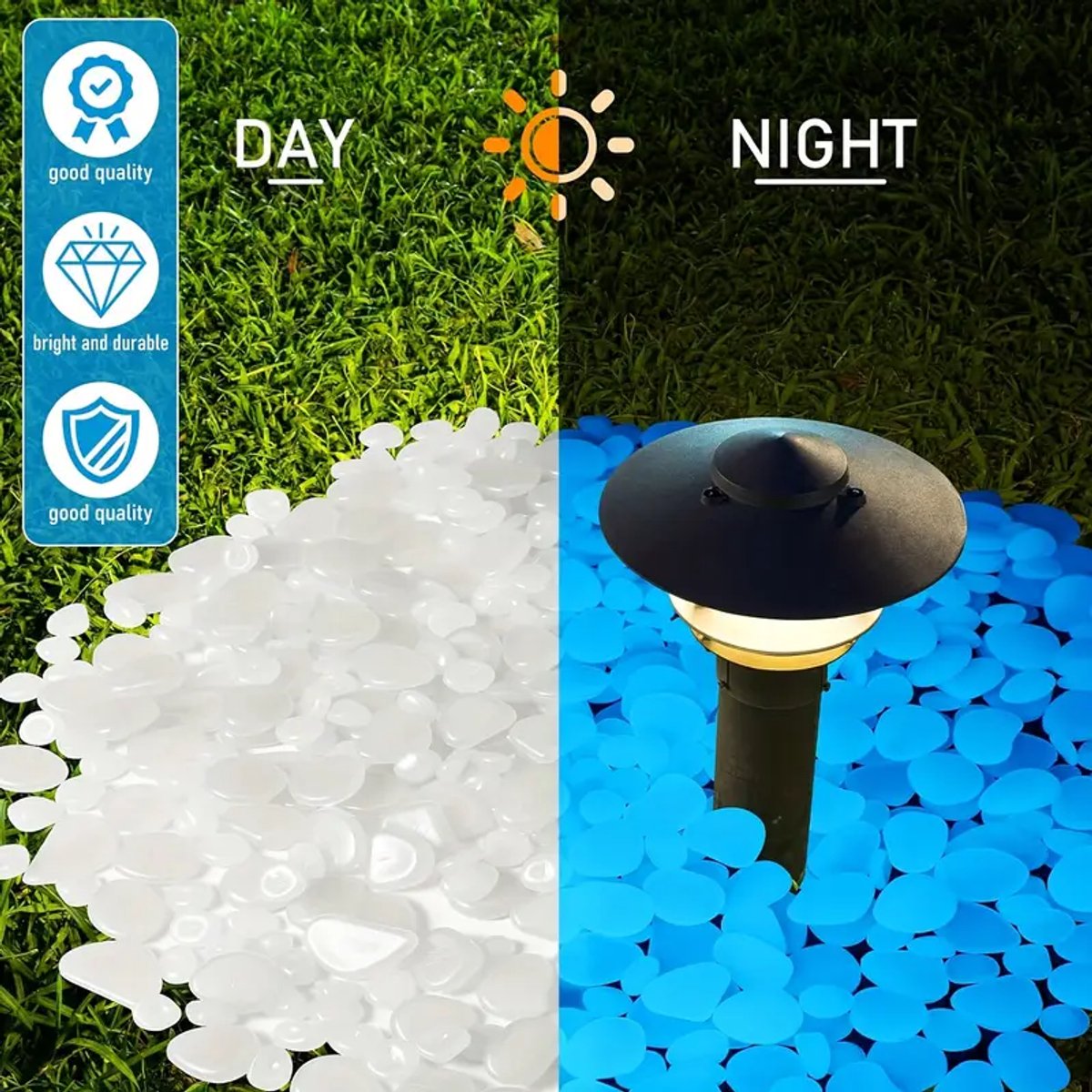 100x! Glow In The Dark Stones | Decorative Stones | Aquarium Pebbles | Garden Stones | Blue