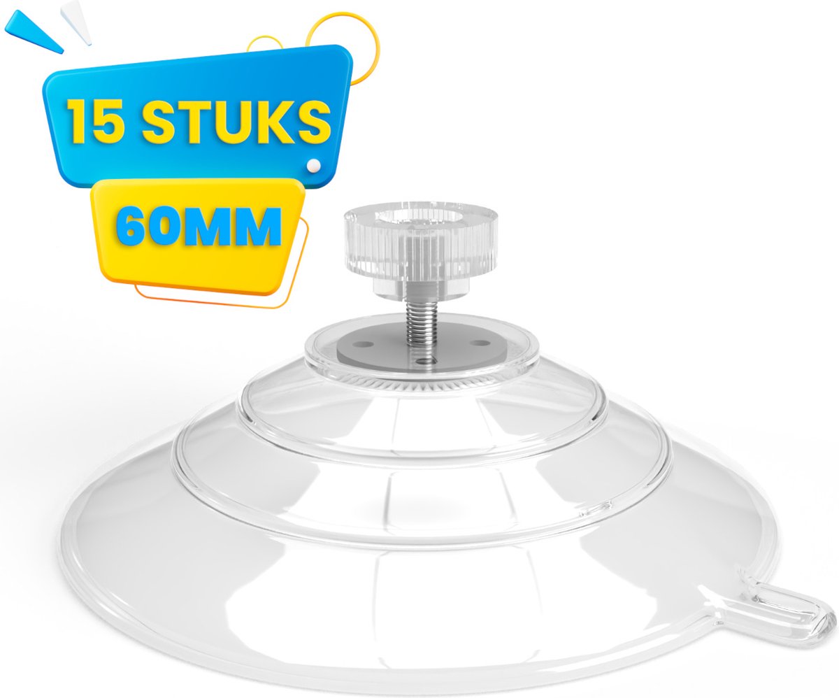 Brute Strength - 15 x Threaded Suction Cup - 40MM M4x10 - Suction cup with hook alternative to window film - sun protection suction cups - suction cup hooks - nut – bolt - glass - hanging hooks