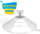 Brute Strength - 15 x Threaded Suction Cup - 40MM M4x10 - Suction cup with hook alternative to window film - sun protection suction cups - suction cup hooks - nut – bolt - glass - hanging hooks