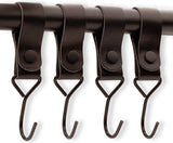 Brute Strength - Multifunctional Hook with Leather Loop - Cognac - 4 pieces - Coat Hook - Camping Hook - Leather - Hanging Hooks - Towel Hooks