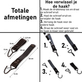Brute Strength - Multifunctional Hook with Leather Loop - Cognac - 4 pieces - Coat Hook - Camping Hook - Leather - Hanging Hooks - Towel Hooks